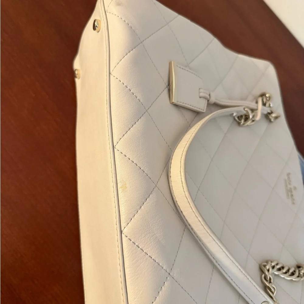 kate spade White Quilted Leather Chain-Handle Tote
